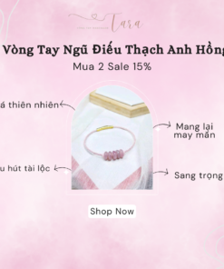 Vòng Tay Ngũ Điếu Thạch Anh Hồng Tara - Trang Sức Đồng Điếu Đá Tự Nhiên Phong Thủy