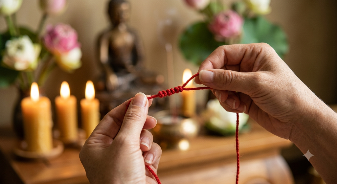 Nguồn gốc và ý nghĩa vòng tay chỉ đỏ 7 nút trong tâm linh.