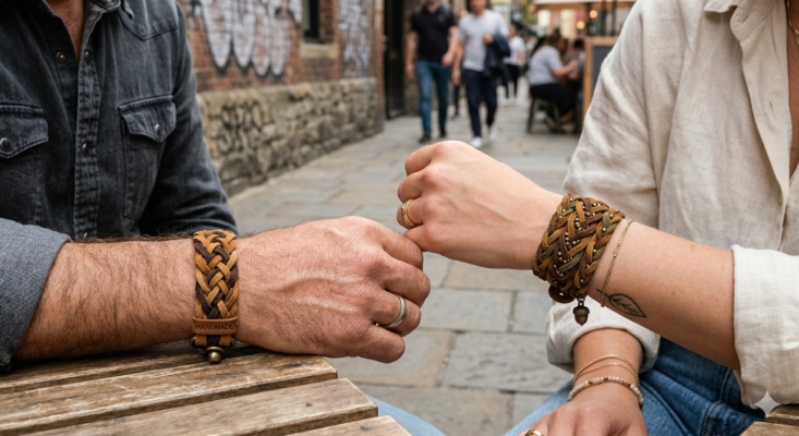Vòng Tay Handmade Bằng Dây Da Lộn