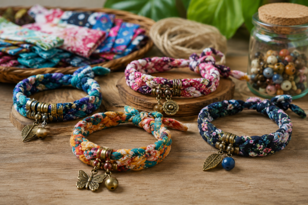 Vòng Tay Handmade Bằng Vải Vụn Sáng Tạo